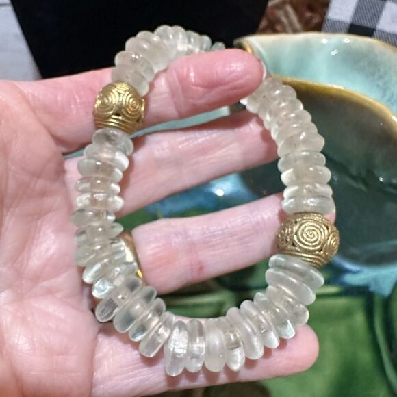 Gorgeous Glass Beaded Long Necklace Freshwater Pearl Earrings & Stone Bracelet - Picture 6 of 6